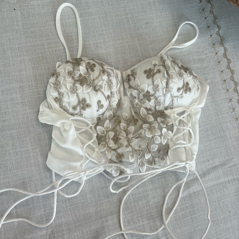 White Floral Embroidered Top